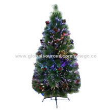 Fiber Optic Christmas Tree with Red Pine Cones