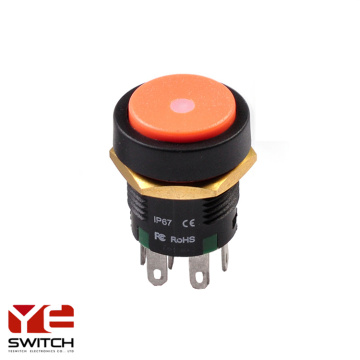 Waterproof 5A 250VAC PushButton Switch dengan CE bersertifikat