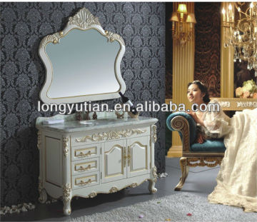 Ivory color antique bathroom mirror cabinet(DRK-D6036)