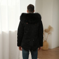Высококачественная мужская куртка-парка из черного меха на заказ