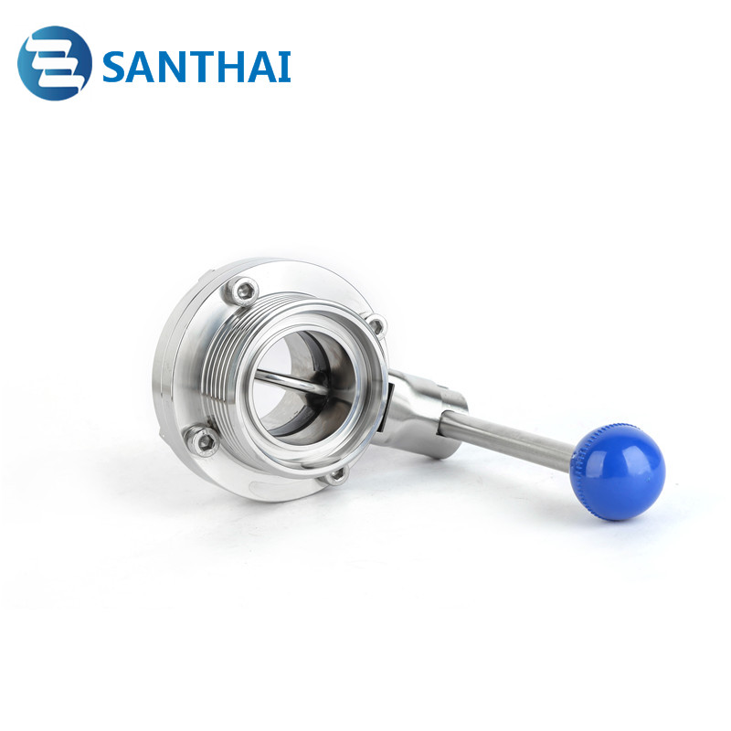 Hot sell Sanitary Stainless Steel Butterfly Valve Pull Handle Brew Beer Dairy Product