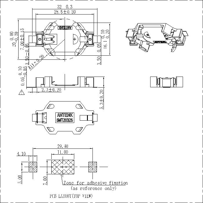 BT-M-SN-A-SMT2032S Coin Cell Holders Right Angle SMT For 2032