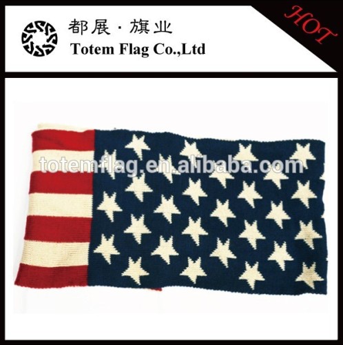 100% Acrylic Jacquard Vintage American Flag Scarf