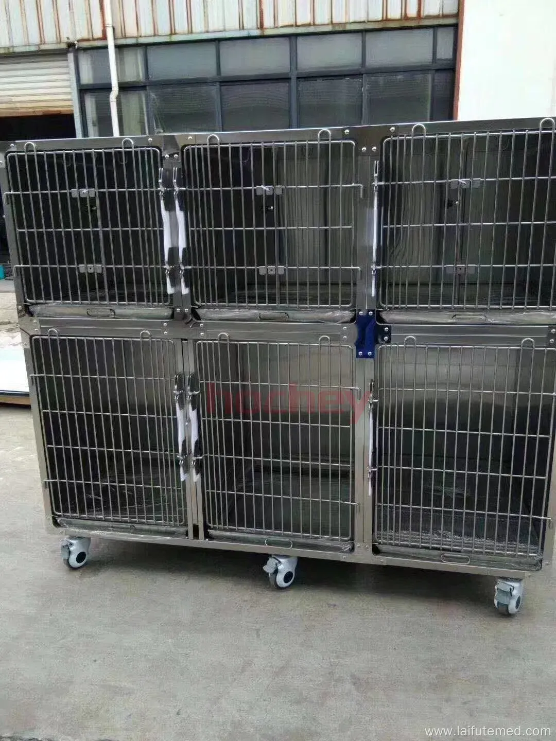 Factory Price Animal Veterinary Pet Cages Stainless Steel Vet Cat Cage with Wheels and Tray Oxygen Cage