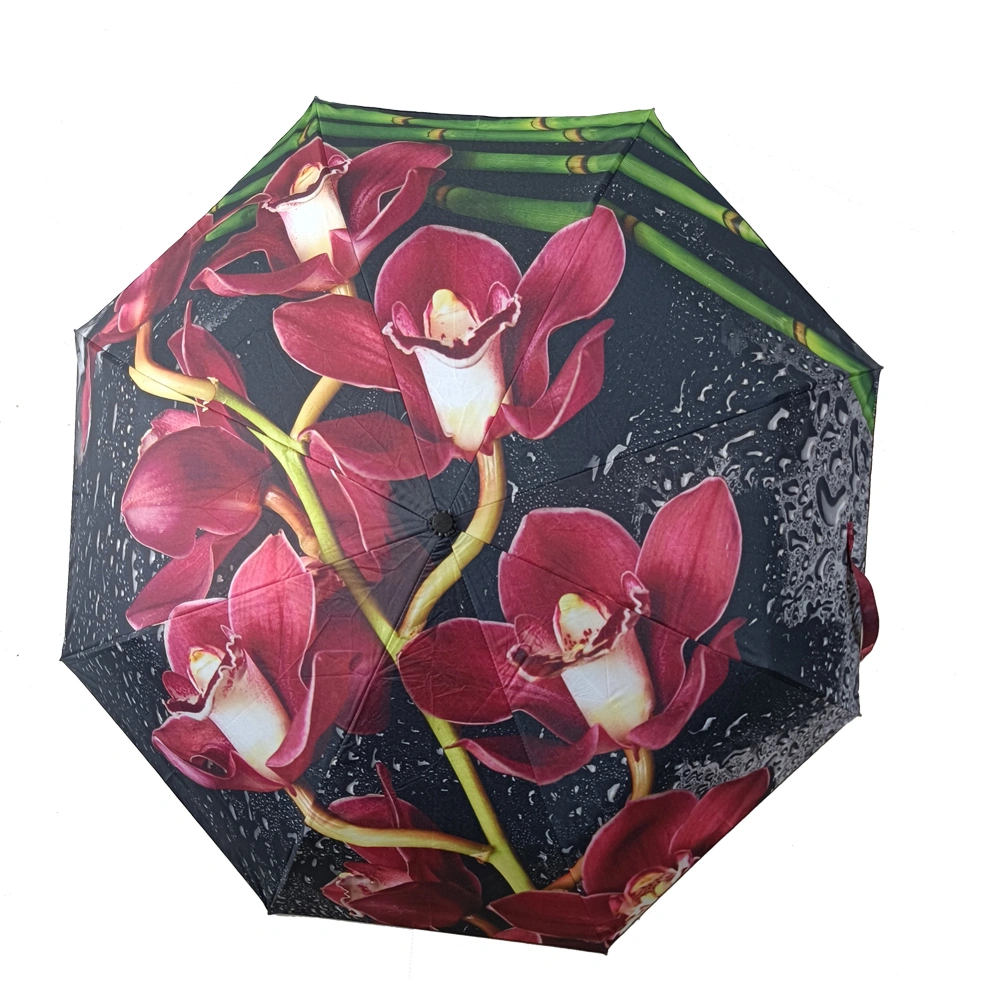 Stock Stock Wholesales Promotion Flower Picture Print Automatic Open Close Fold Umbrella