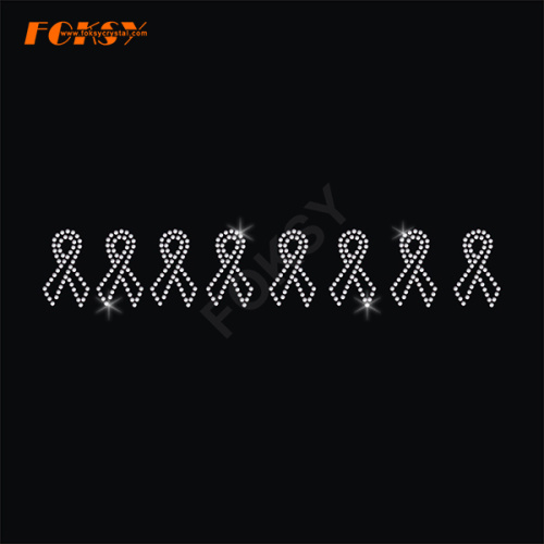 Ribbon Breast Cancer Tailless Cheer Bow Heat Rhinestone