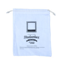 white cotton pouch with logo cotton rope