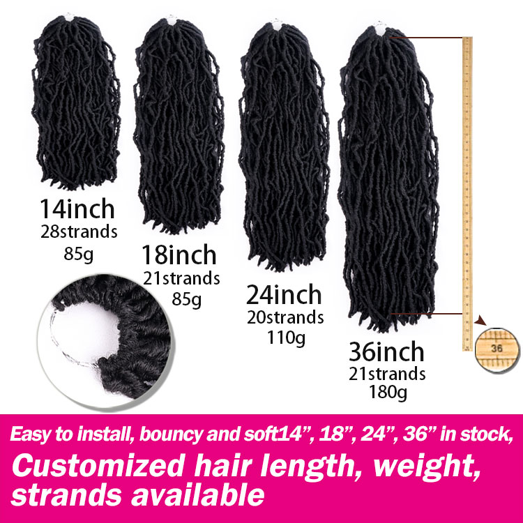 Ombre 18Julianna 24 36 Inch Synthetic Crochet Hair Faux Locs Wholesale Handmade Hair Extensions Lock Crochet Braid