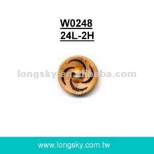 (#W0248) Round laser engraved natural wooden button