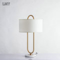 Best selling consumer products marble base Iron and fabric cloth hotel desk lamp lighting modern led table lamps for bedside