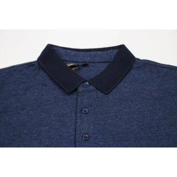 Polo pour hommes en fils mélangés avec col uni