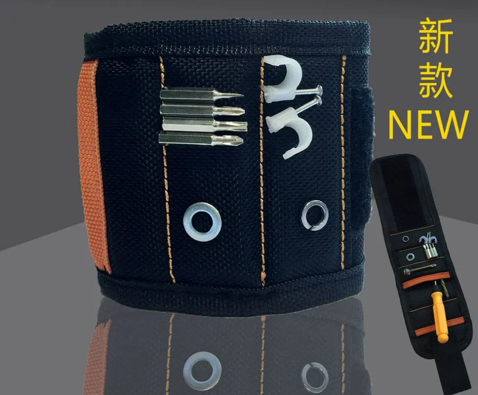 Magnetic Wristband with Strong Magnets for Holding Screws with Two Pocket