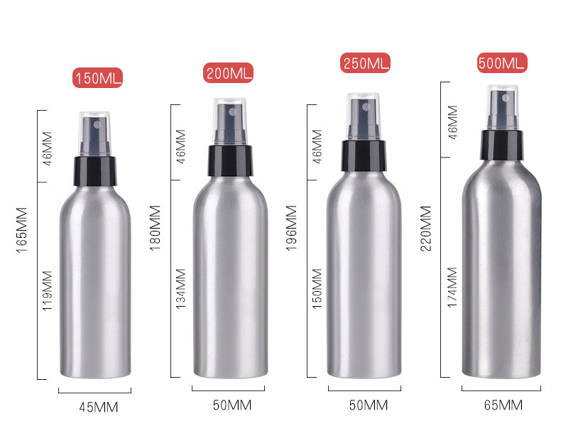 Especialmente Embalagem 50ml 100ml Shampoo Perfume Spray Garrafa cosmética de alumínio