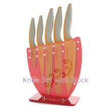 2017 Newest! With Block Chef's Knife Bread Knife Slicer Knife Painted Knives Painted Coat Red Knives Kitchen Knives
