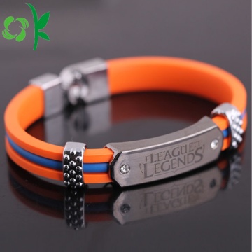 Unique Top-grade Layer Silicone Wristbands Alloy Steel