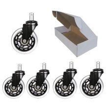 Transparent 3 Inch PU Skating Office Chair Casters, 75mm Wheel