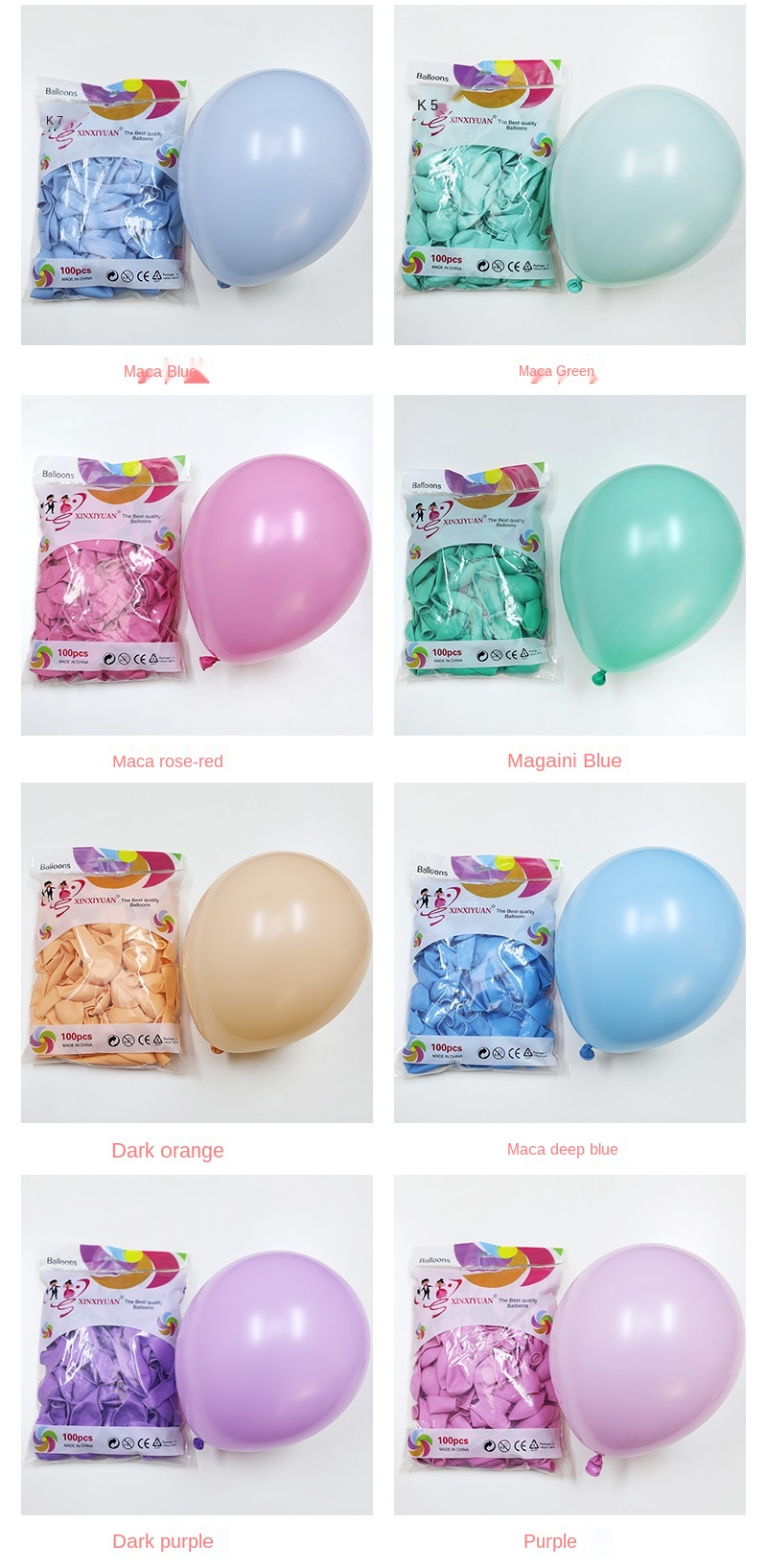 100pcs Wholesale Pastel Latex Balloon Kit 10 Inch Assorted Macaron Candy Color Latex Balloons