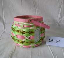 Round Wood Chip Flower Pot