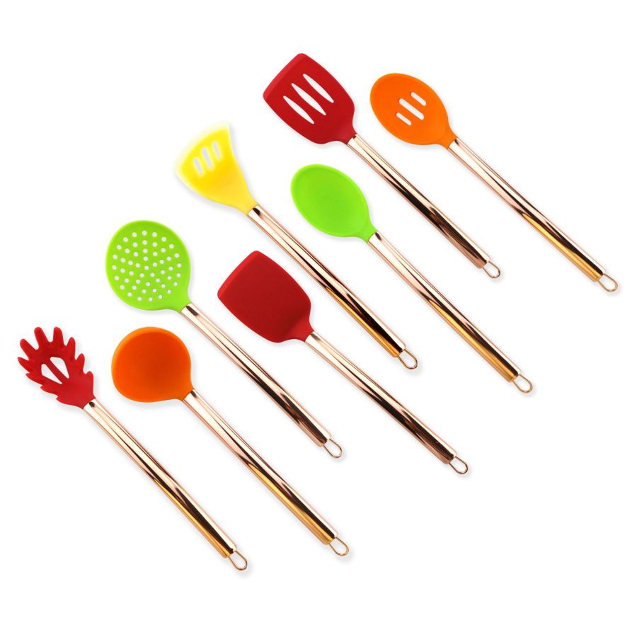 Silicone Kitchen utensil with rose gold plating handle