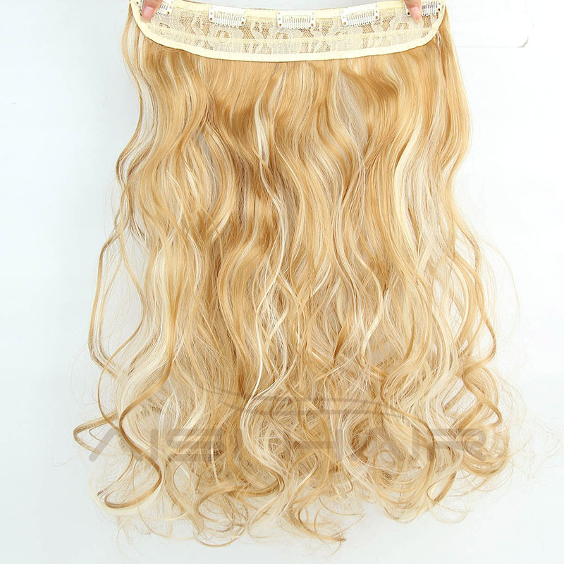 Long Wavy 5 Clips In Hair Extensions Half Full Head Heat Resistant Synthetic Hairpieces