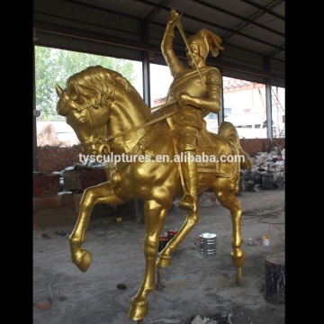 European war sculpture bronze casting warrior with sword with real gold color