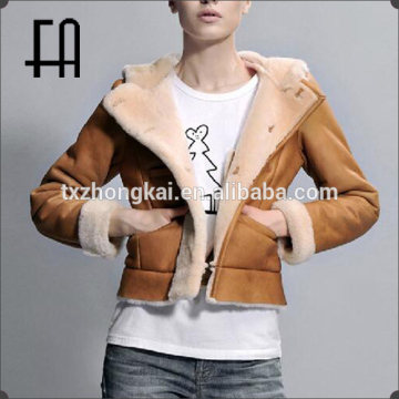 Factory wholesale price lady's merino sheepskin shearing fur jacket hooded