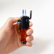 Low MOQ Wholesale Plastic Triple Jet Flame Lighters for Cigars and Gifts