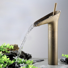 Antique Copper Bathroom Sink Faucet Waterfall Spout