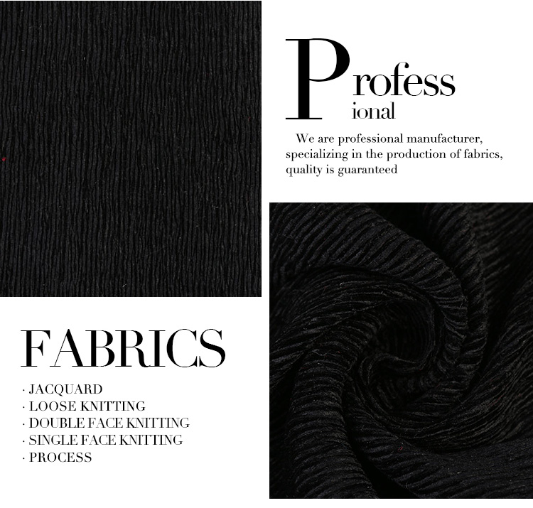 Custom soft black polyester textile crushed velvet spandex pleated fabric yard