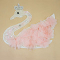 Fashion sewing embroidery beaded pearl pink patch