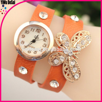 China factory custom face Two laps rivet leather wrist watch