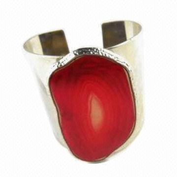 Cuff bangle, natural stone wide and big cuff