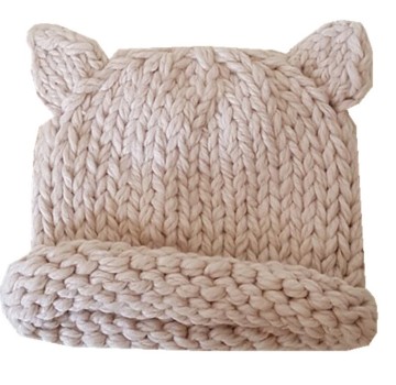 Ear bonnet trend children's clothing hat decorated autumn and winter hand-knit curling wool hat