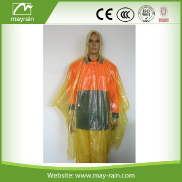 Disposable Yellow color PE Rain Coat