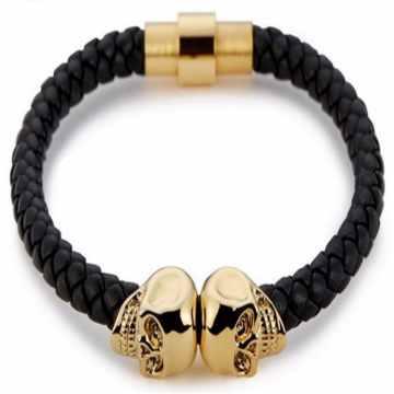 gold jewelry bangles twins north skull mens leather bracelet