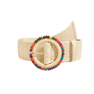 Colorful Beads PP Straw Belt Knitting Waist Rafia Belts for Women
