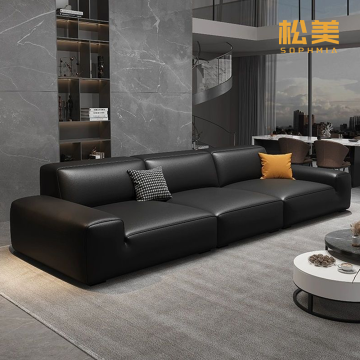 Moss Modular Leather Sofa with Fabric Upholstery