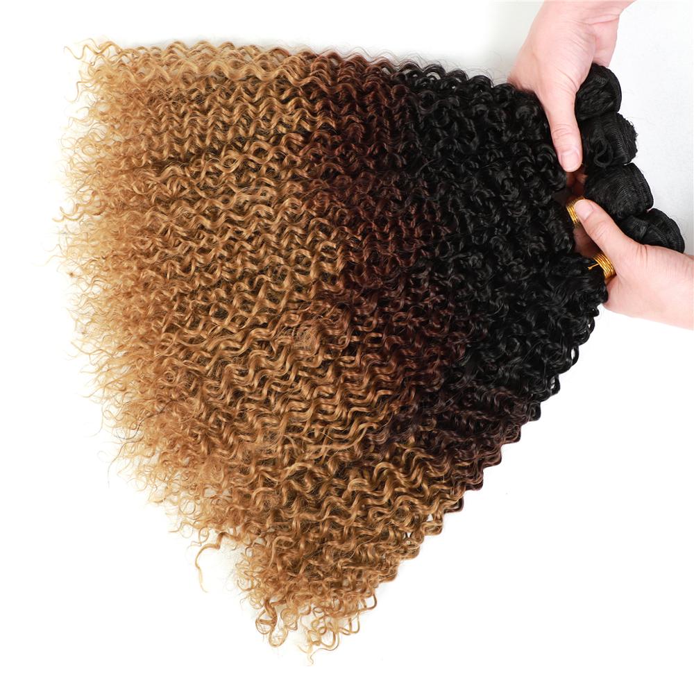 MYZYR Ombre Kinky Curly Hair Bundles Synthetic Hair Weaves 14