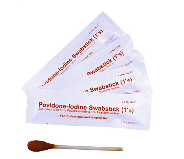 Povidone-iodine swabstick