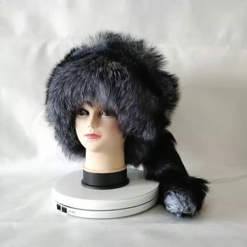 Luxury Winter Keep Warm Hats Winter women fur hat real fox fur hat with fur tail