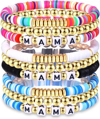 8pc geassorteerde hars kralen Stretcharmbanden Acrylhars kralen Toren Tassel Bracelet voor meisjesvrouwen