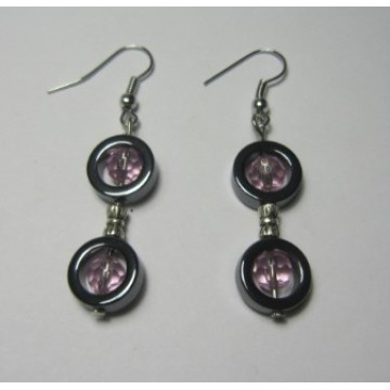 Hematite Earring with silver color finding