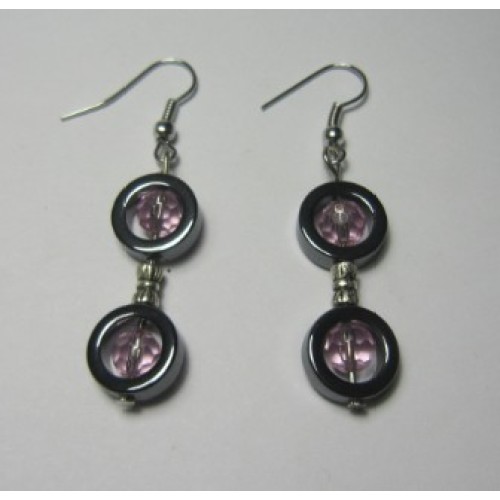 Hematite Earring with silver color finding