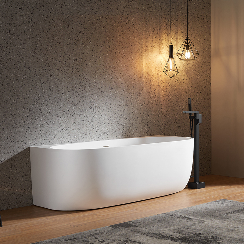 Modern Design OEM Service Durable Solid Surface Matte White Freestanding Bathtub