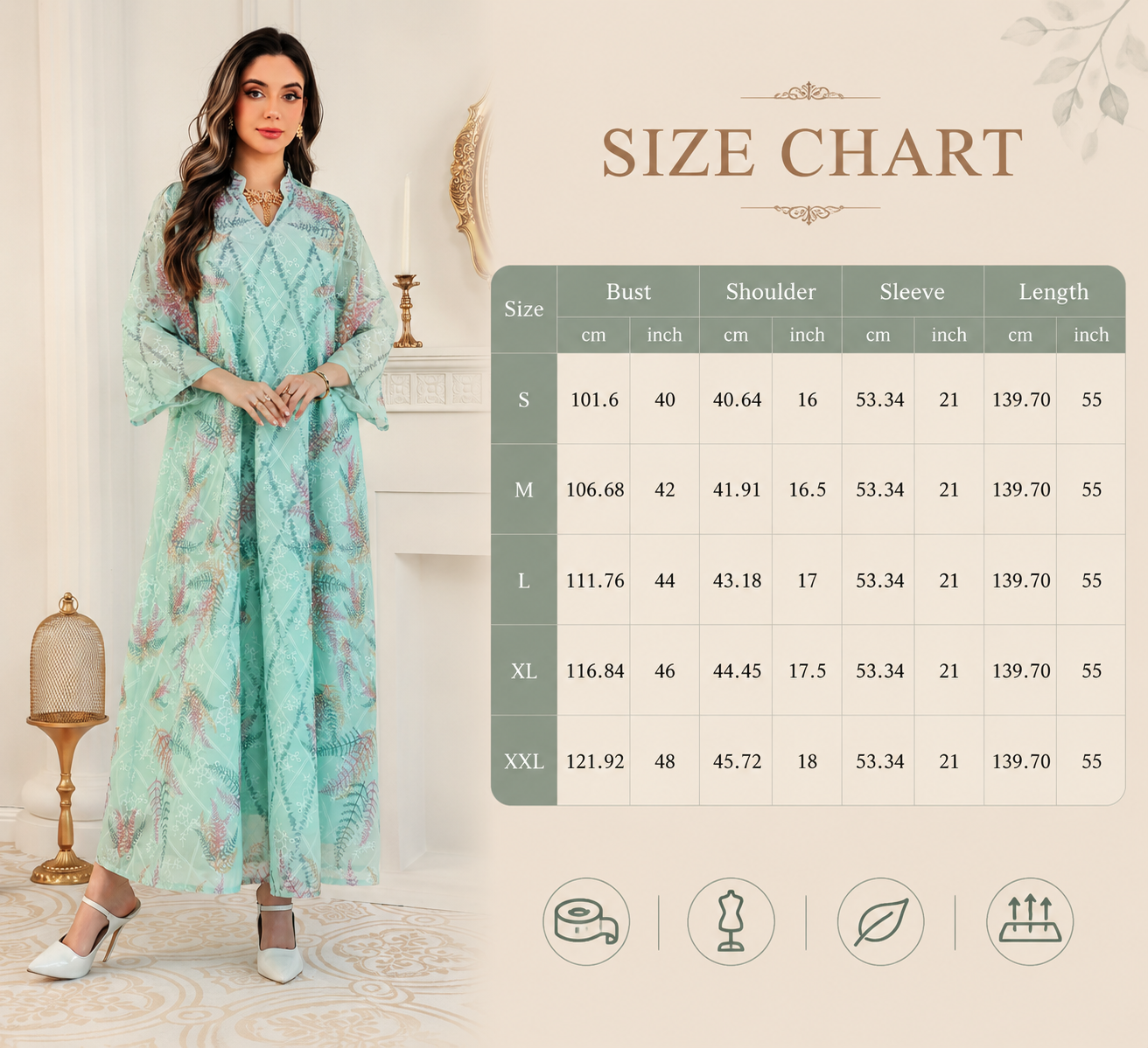 لباس ماکسی آستین بلند چاپ شده Printed Long Sleeve Maxi Dress