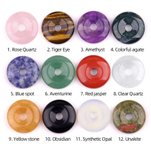 Natural Stone 30MM Round Donut Pendant Gemstone Crystal Donut for Diy Jewelry Making Charm Pendant