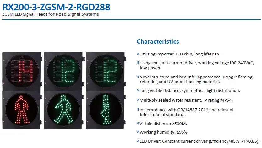 Zgsm LED Traffic Pedestrian Light 200mm 300mm