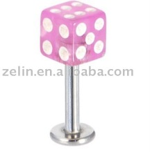 Pink DICE Labret lip ring labret body jewelry