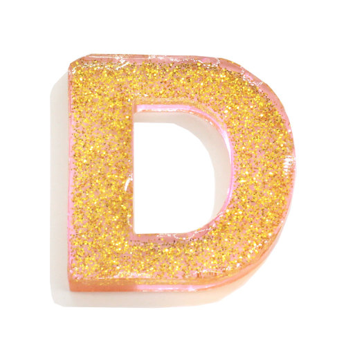 Factory New Arrive Resin Flat Alphabet Letter Beads Charms Kawaii Gold Glitter Filled Letter Alphabet Beads Jewelry Making DIY