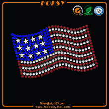USA Flag nail head iron on crystals for t shirts